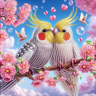 Diamond Painting Nymphensittiche